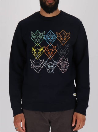 Sweat manches longues Pokémon broderies Evoli évolutions prismatiques - Polycoton