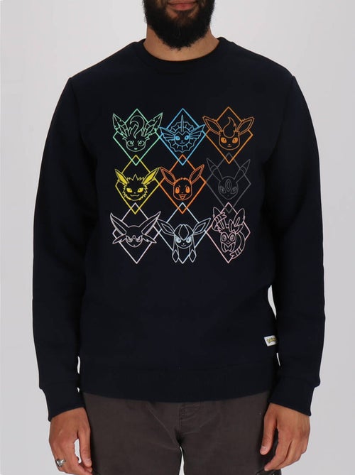 Sweat manches longues Pokémon broderies Evoli évolutions prismatiques - Polycoton - Kiabi