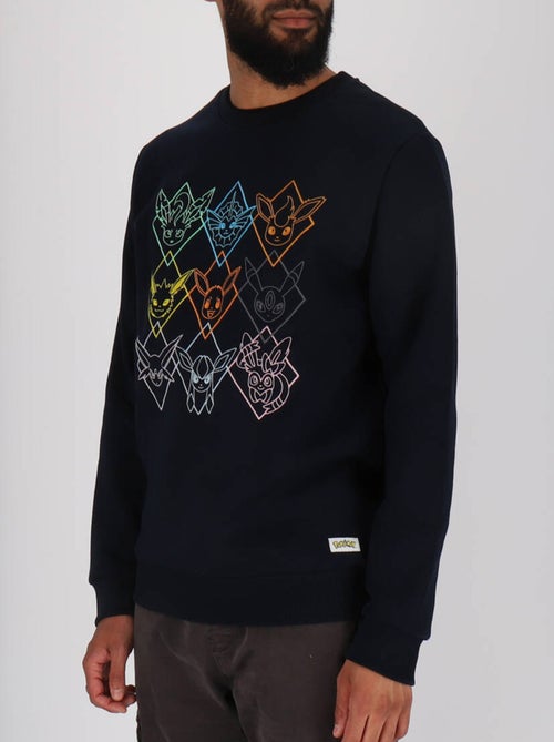 Sweat manches longues Pokémon broderies Evoli évolutions prismatiques - Polycoton - Kiabi