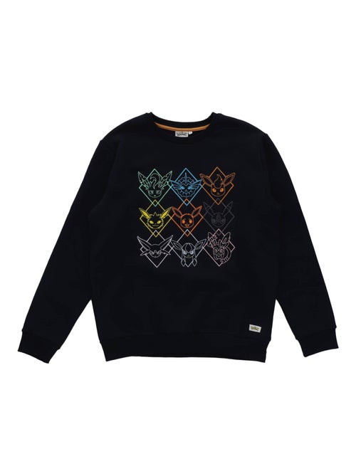 Sweat manches longues Pokémon broderies Evoli évolutions prismatiques - Polycoton - Kiabi