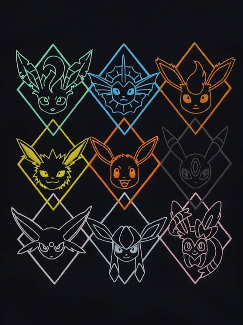 Sweat manches longues Pokémon broderies Evoli évolutions prismatiques - Polycoton Bleu marine - Kiabi