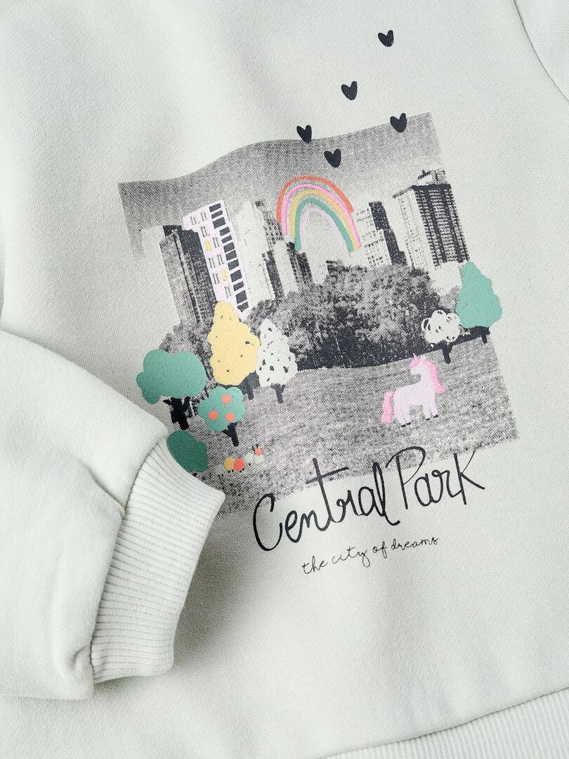 Sweat Femme F&F Vert - Taille UK 10 - Mélange Coton - New York - Occasion Bon état