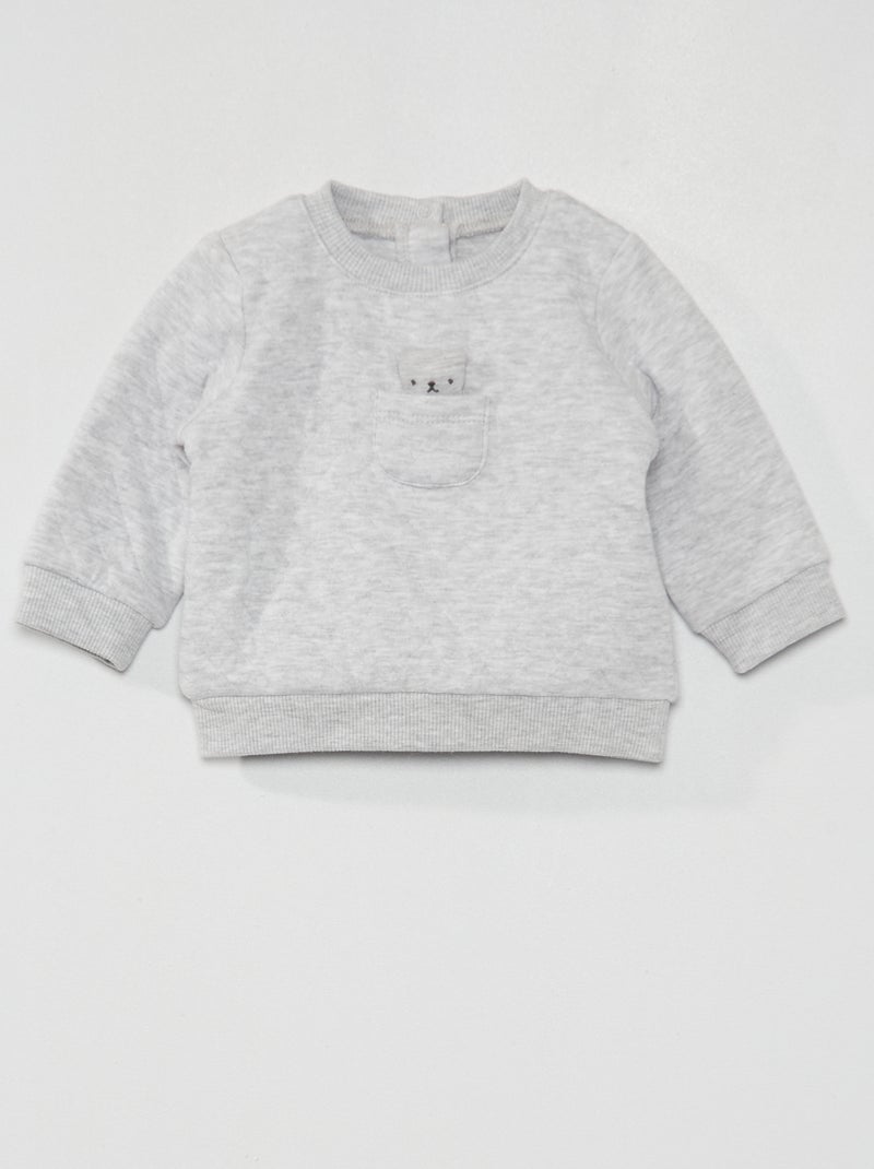 Sweat matelassé avec peluche Gris - Kiabi