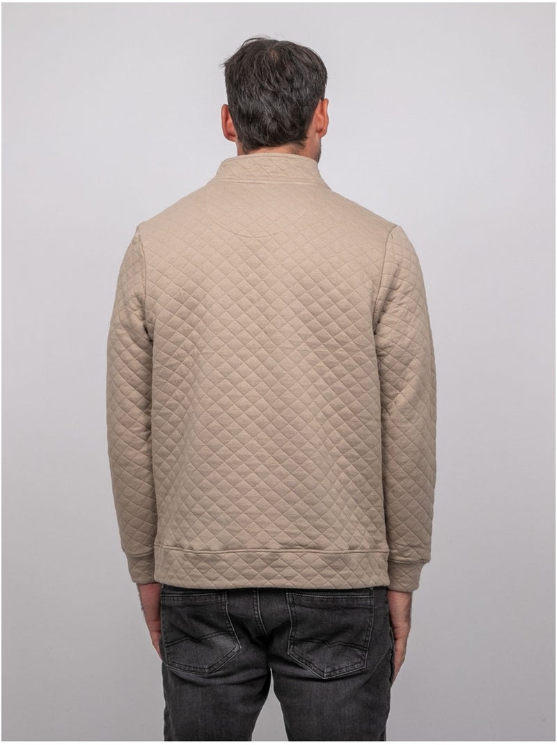 Sweat matelassé col montant zippé woribou Beige - Kiabi