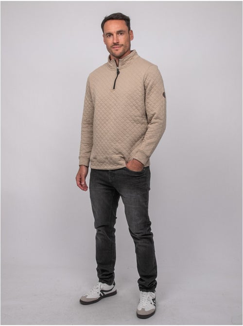 Sweat matelassé col montant zippé woribou - Kiabi Sweat matelassé col montant zippé woribou - Kiabi