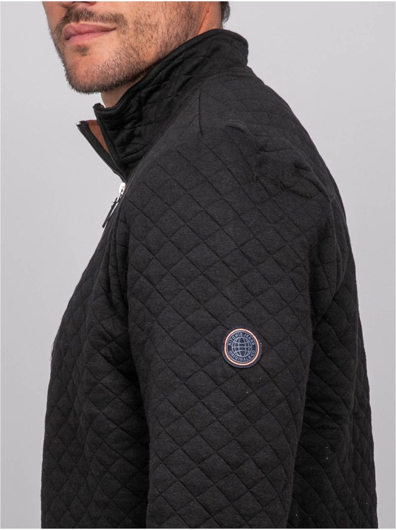 Sweat matelassé col montant zippé woribou Noir - Kiabi