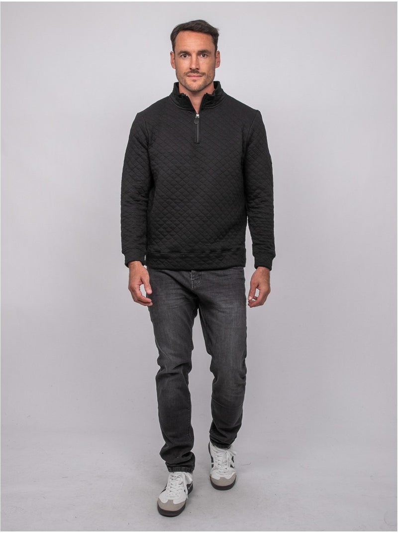 Sweat matelassé col montant zippé woribou Noir - Kiabi