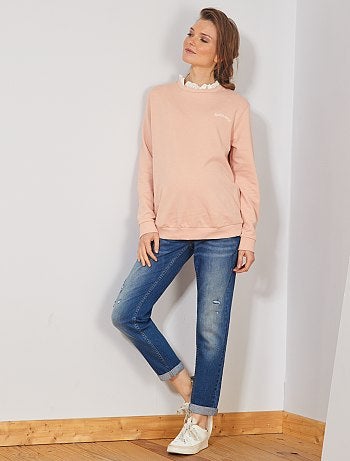 Sweat maternité col dentelle - Kiabi