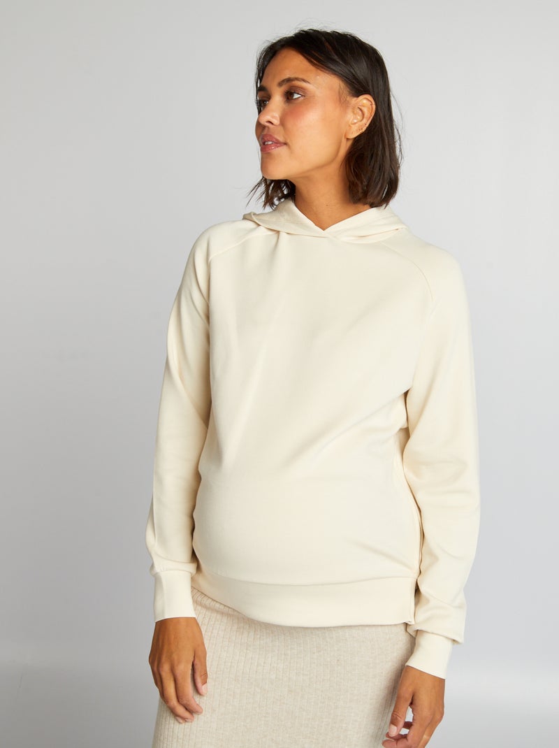Sweat maternité et allaitement à capuche beige - Kiabi