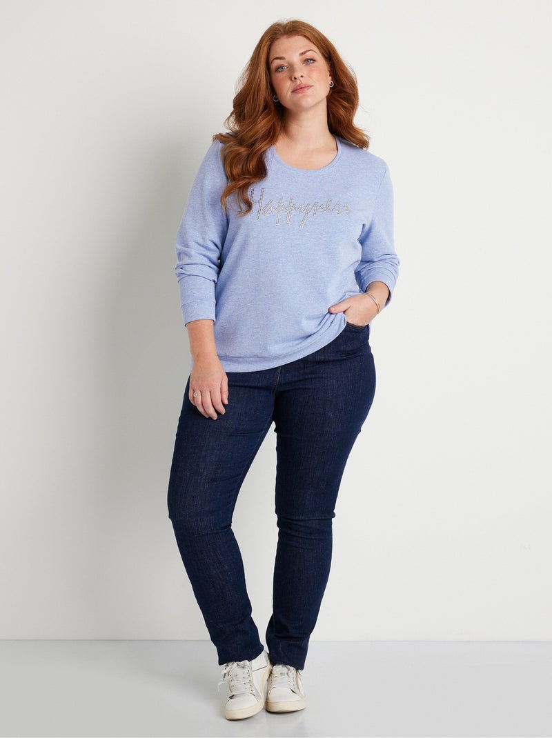 Sweat message col rond Bleu - Kiabi