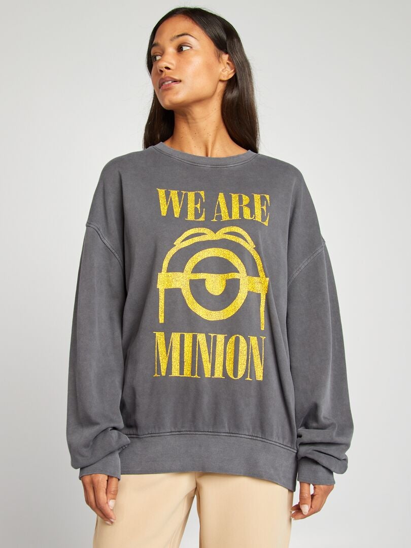 Sweat 'Minions' col rond Noir - Kiabi