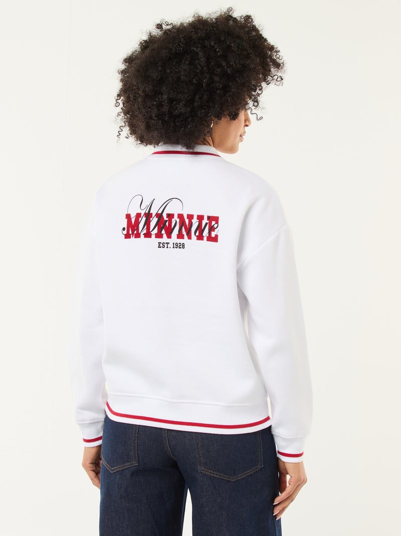 Sweat 'Minnie' 'Disney' avec col polo boutonné Blanc - Kiabi