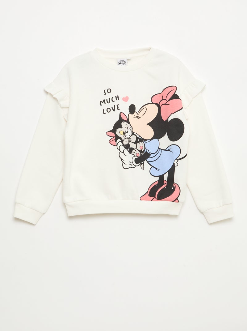Sweat 'Minnie' 'Disney' avec volants aux manches Blanc - Kiabi