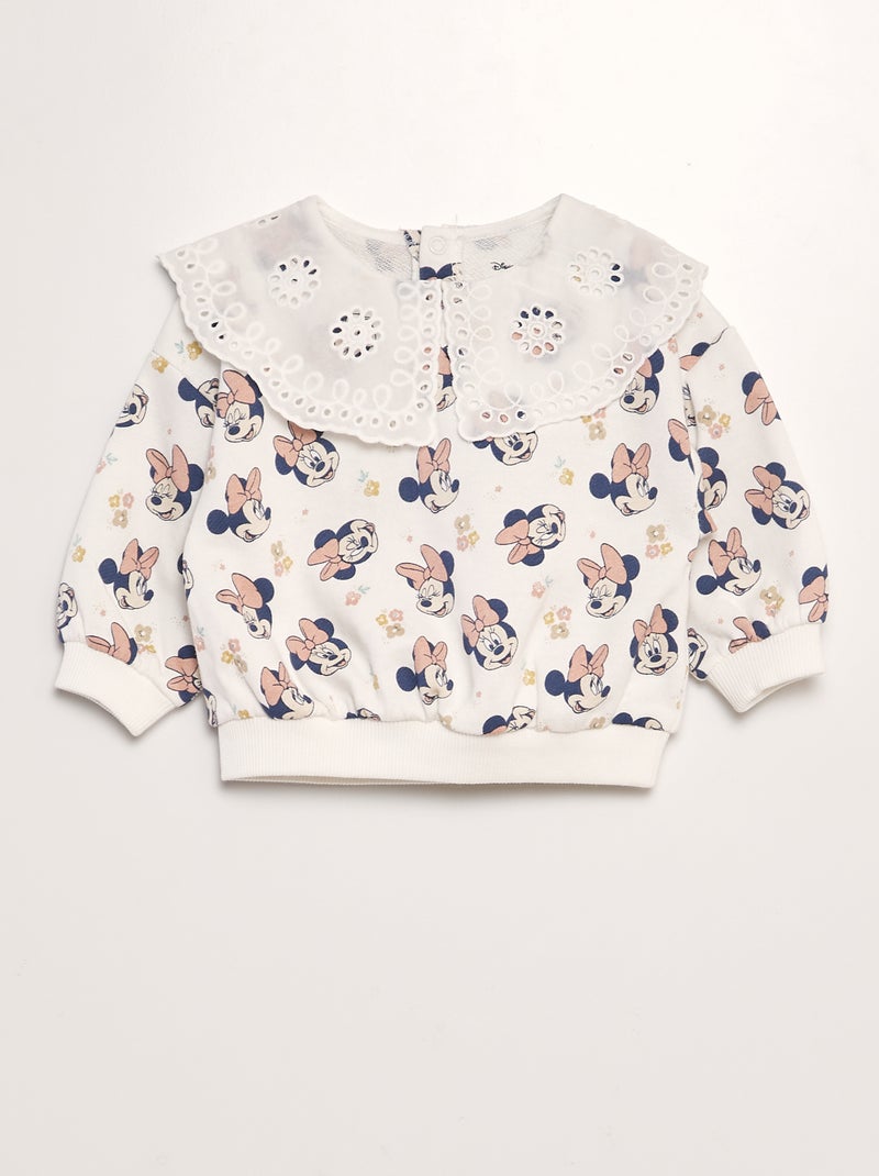 Sweat 'Minnie' en molleton avec col brodé Blanc - Kiabi