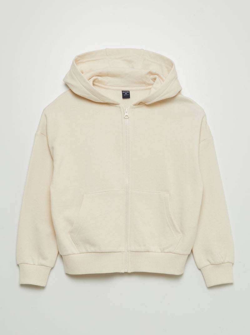 Sweat mixte à capuche ouverture zippée BLANC - Kiabi