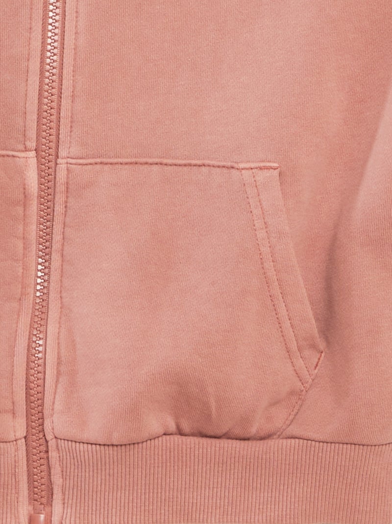 Sweat mixte à capuche ouverture zippée vieux rose - Kiabi