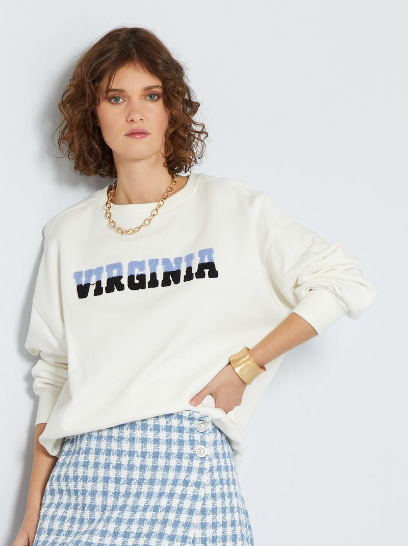 Sweat molleton avec imprimé blanc - Kiabi