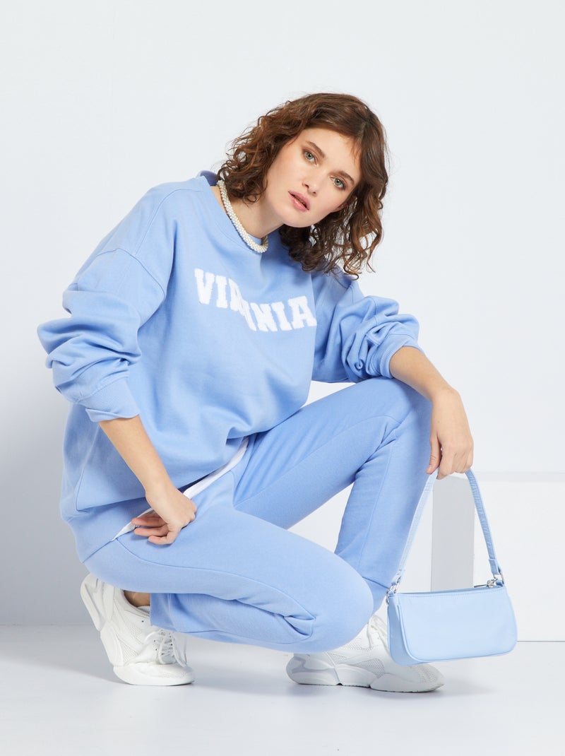 Sweat molleton avec imprimé bleu - Kiabi