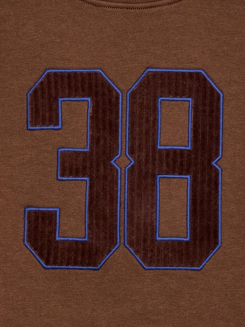 Sweat molleton avec imprimé velours Marron - Kiabi