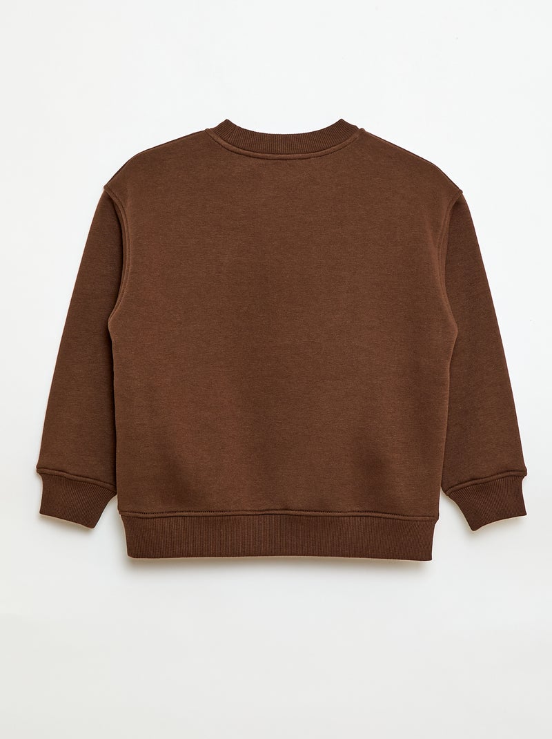 Sweat molleton avec imprimé velours Marron - Kiabi