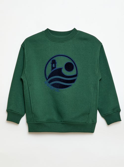 Sweat molleton avec imprimé velours - Kiabi