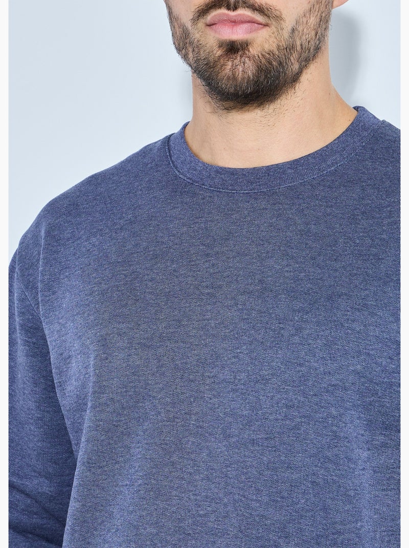 Sweat molleton col rond - Afibel Bleu gris - Kiabi