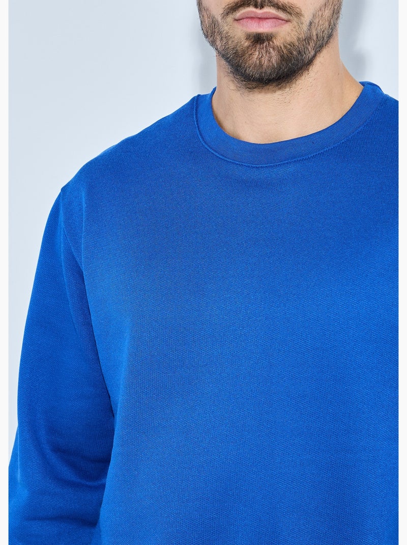 Sweat molleton col rond - Afibel Indigo - Kiabi