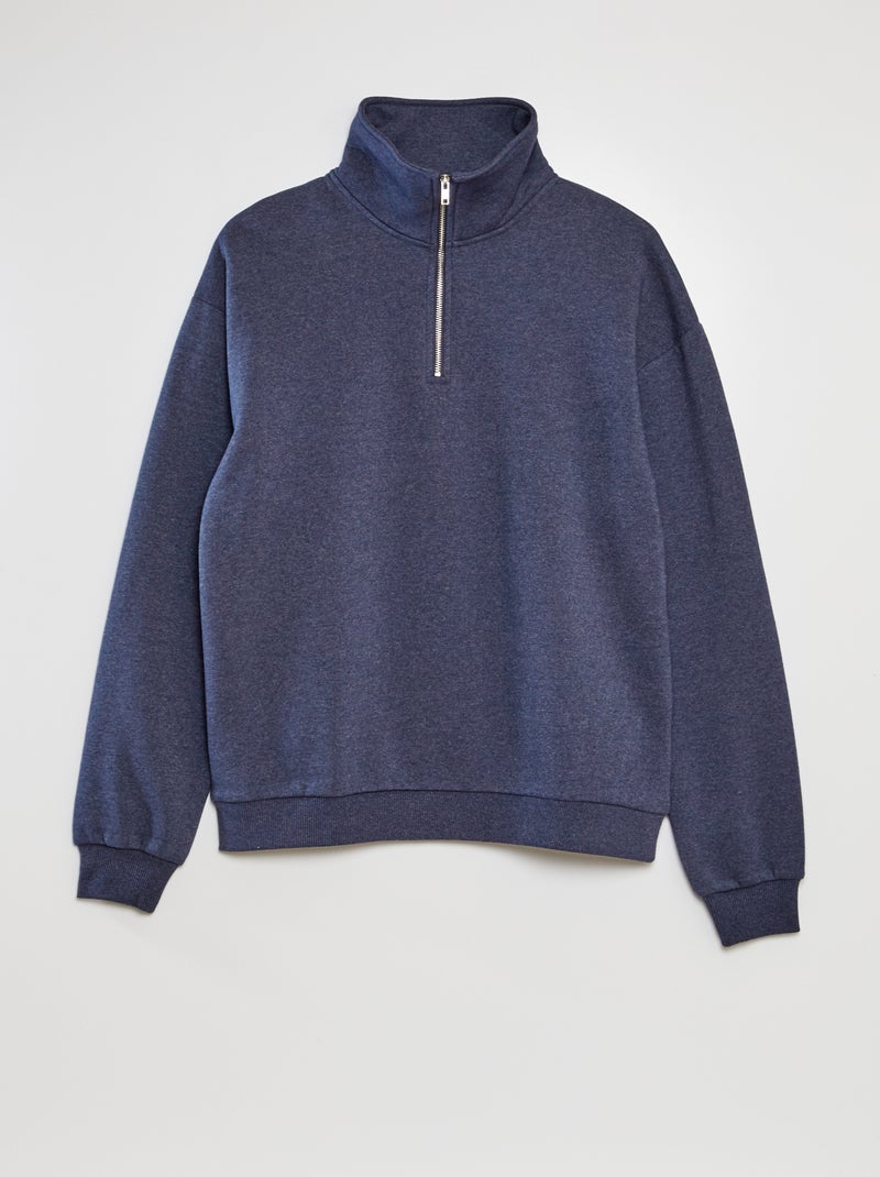 Sweat molleton col zippé Bleu marine - Kiabi