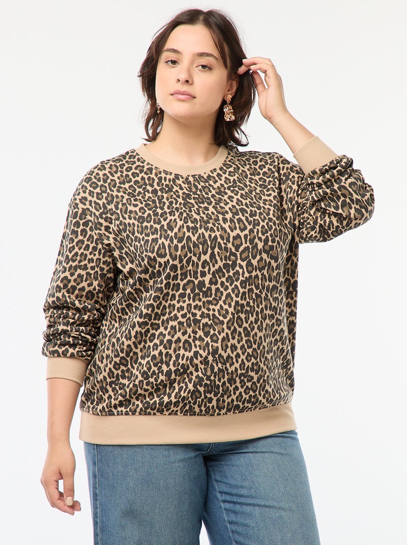 Sweat molleton imprimé Beige - Kiabi