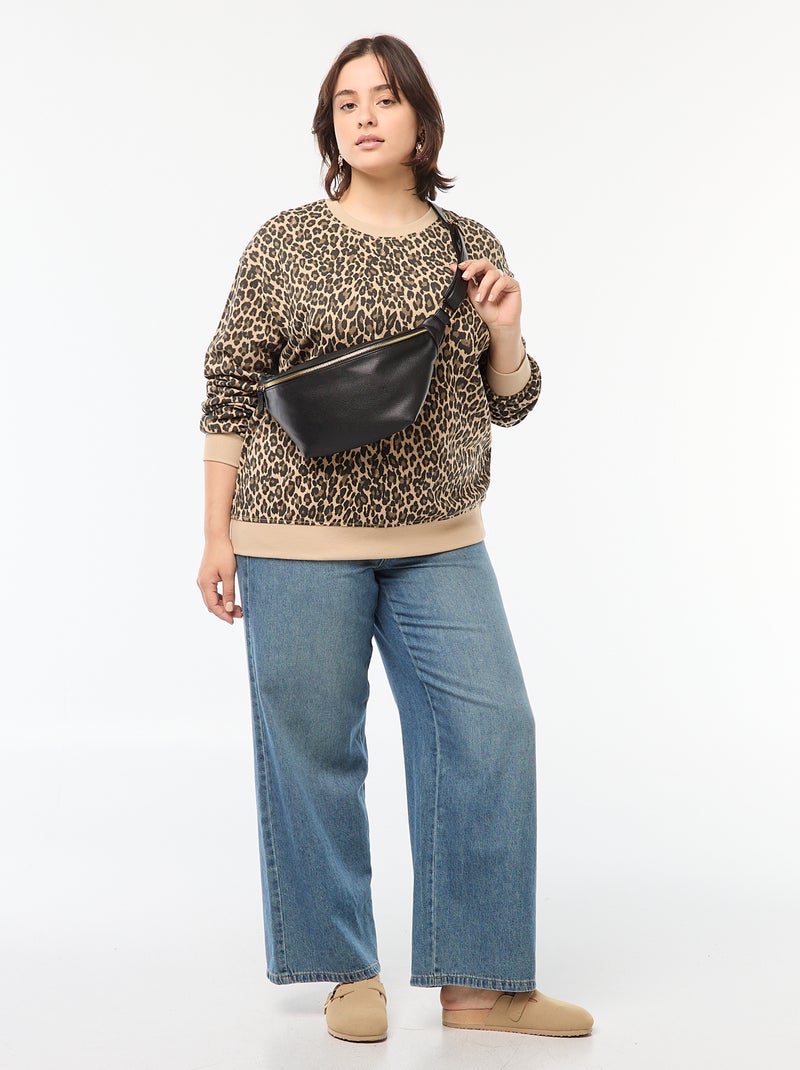 Sweat molleton imprimé Beige - Kiabi