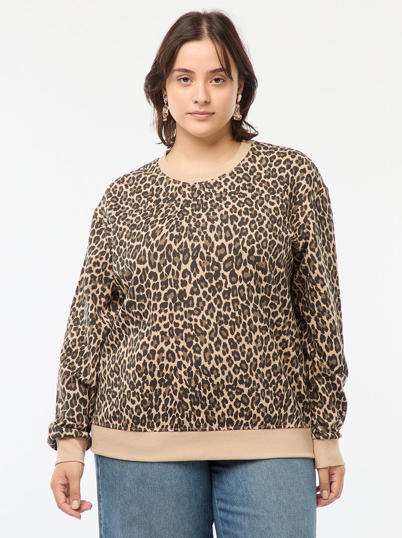 Sweat molleton imprimé Beige - Kiabi