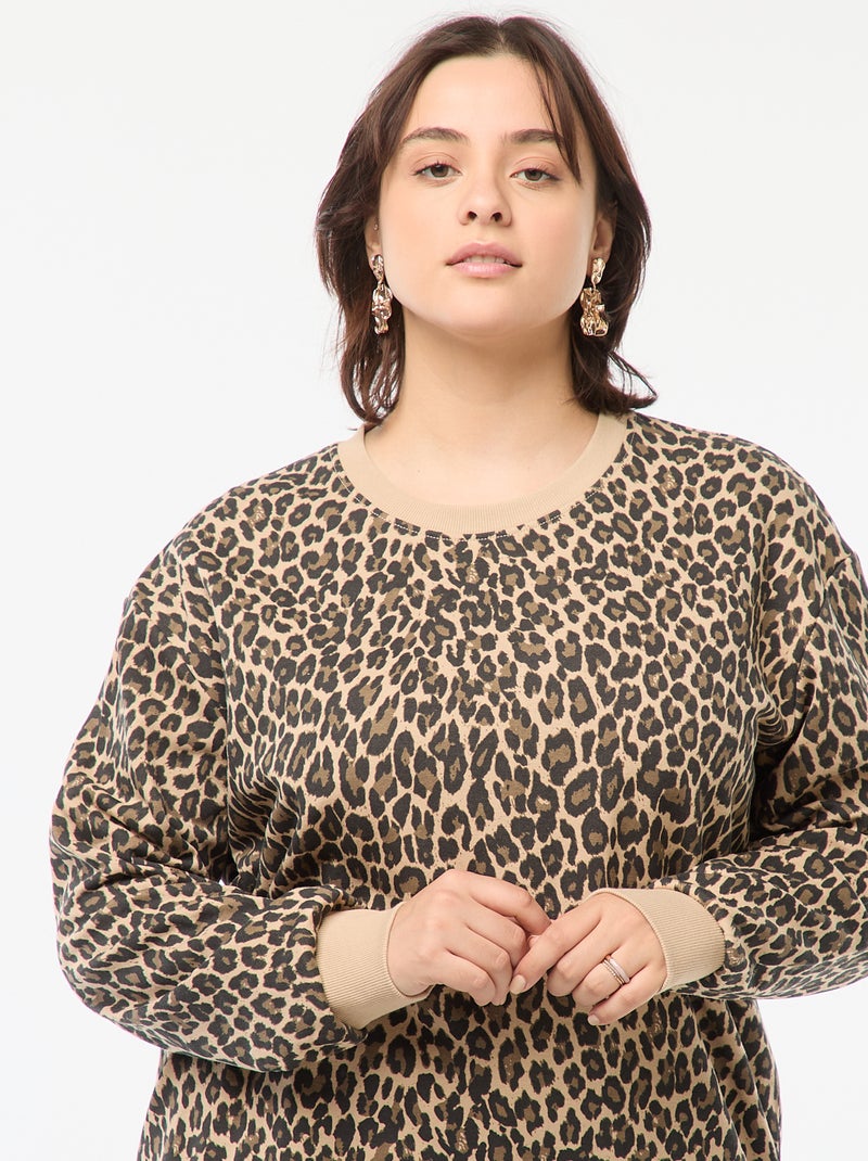 Sweat molleton imprimé Beige - Kiabi