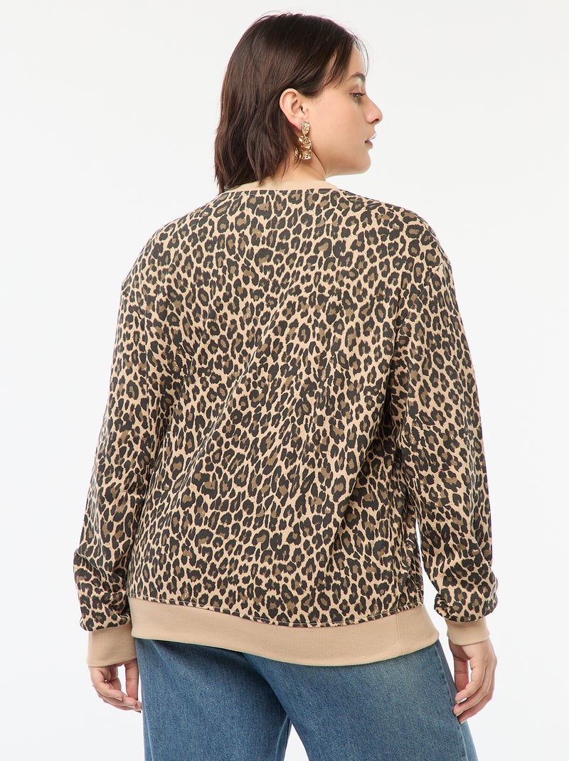 Sweat molleton imprimé Beige - Kiabi