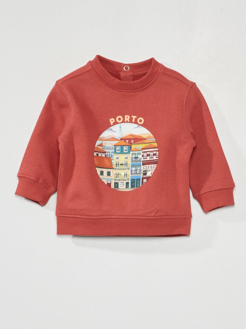 Sweat molleton imprimé 'Lisboa' Rouge - Kiabi
