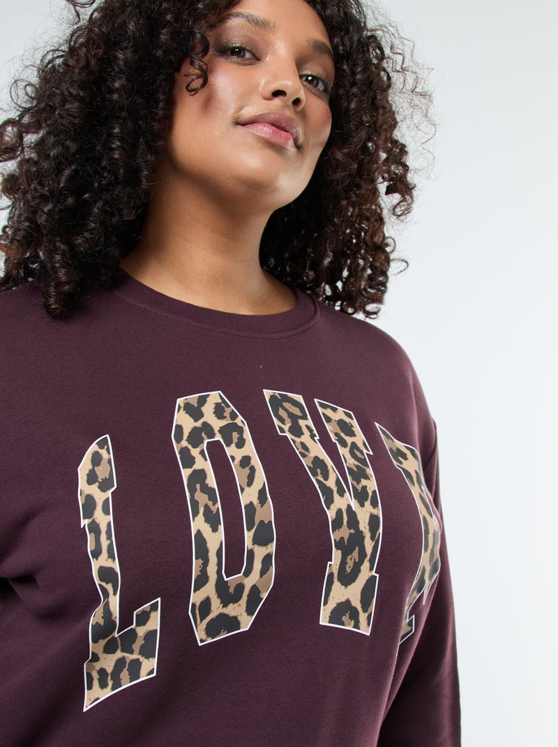 Sweat molleton imprimé Marron - Kiabi