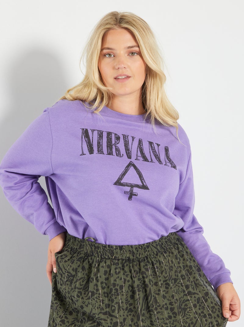 Sweat molleton imprimé 'Nirvana' Violet - Kiabi