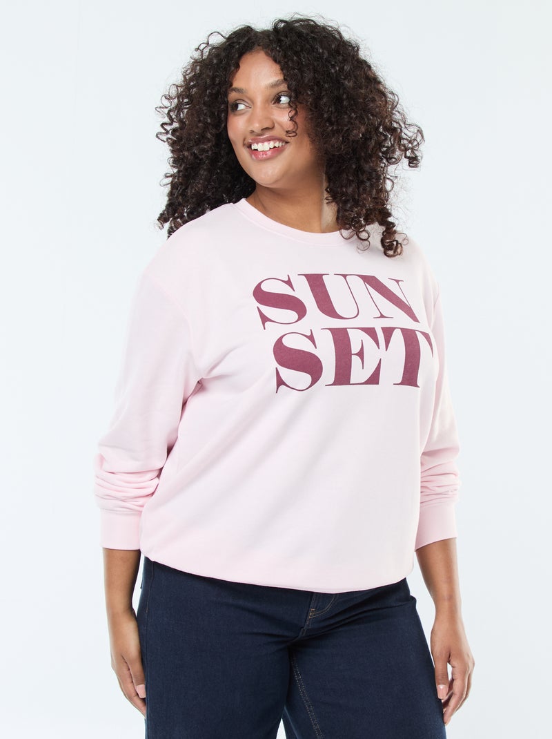 Sweat molleton imprimé Rose - Kiabi