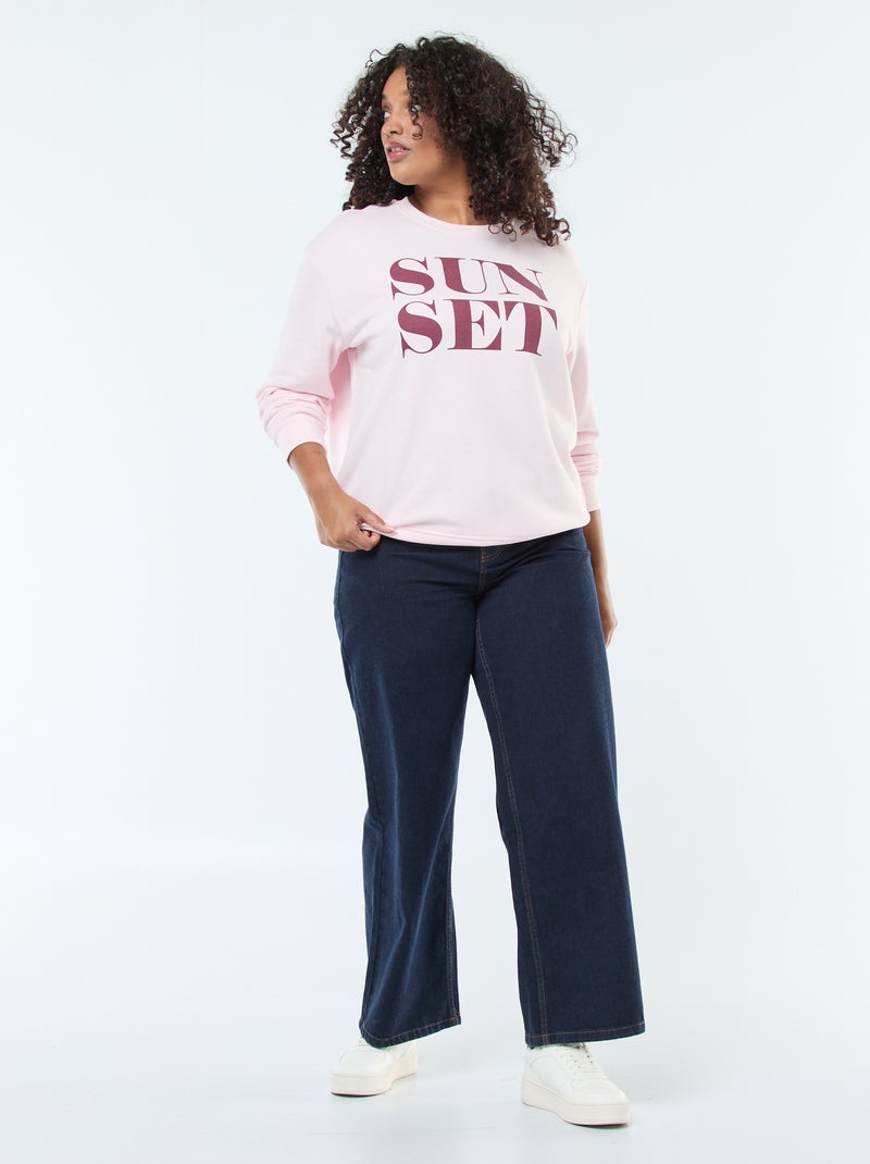 Sweat molleton imprimé Rose - Kiabi