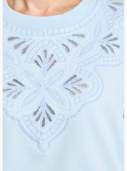 Sweat molleton pur coton brodé ajouré - Afibel - Kiabi