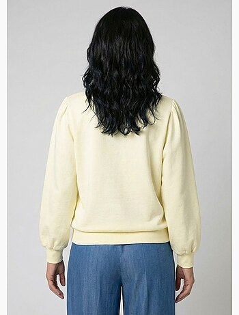 Sweat molleton pur coton brodé ajouré - Afibel