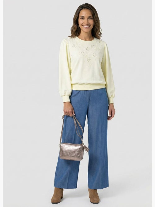 Sweat molleton pur coton brodé ajouré - Afibel - Kiabi