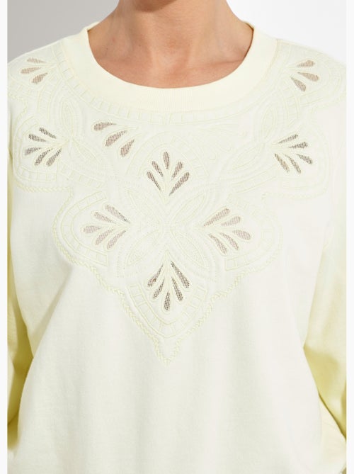 Sweat molleton pur coton brodé ajouré - Afibel - Kiabi