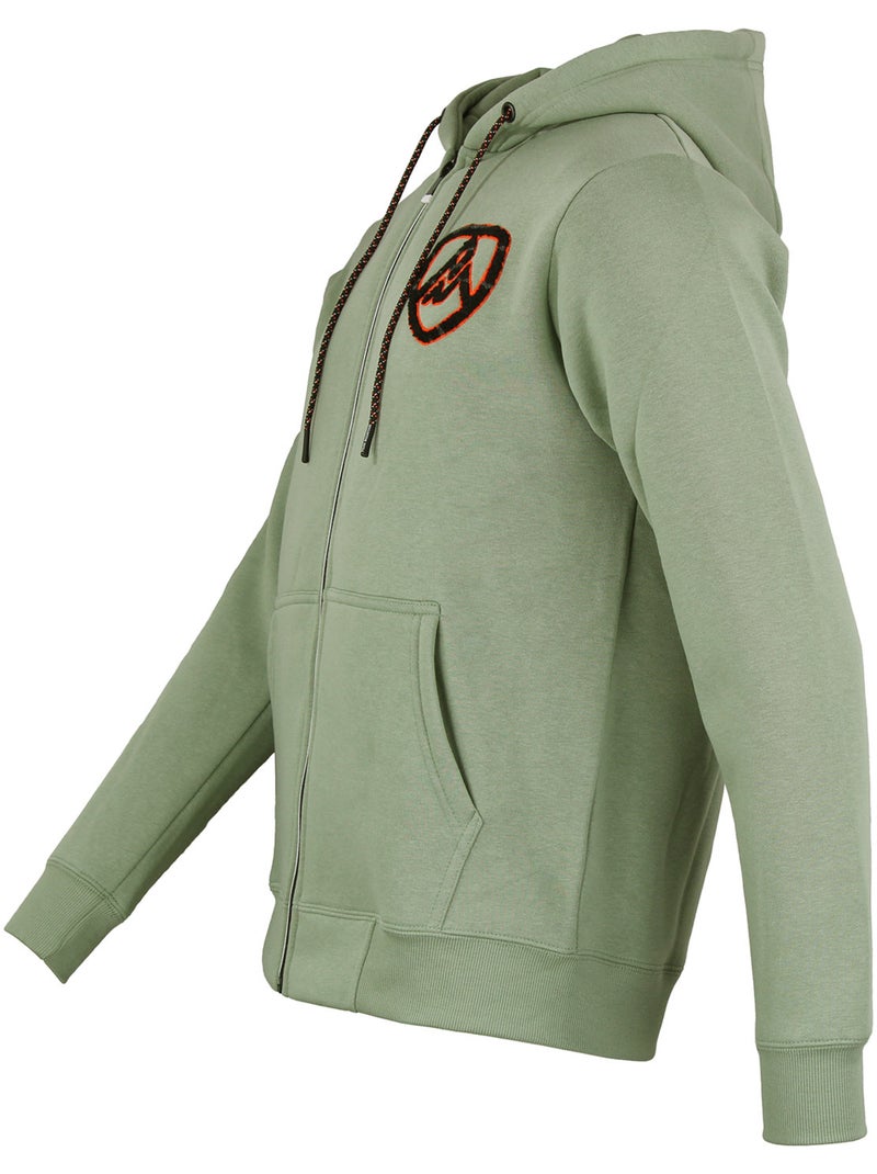 SWEAT MOLLETON ZIPPE A CAPUCHE CAWANE HOMME - PEAK MOUNTAIN Kaki - Kiabi