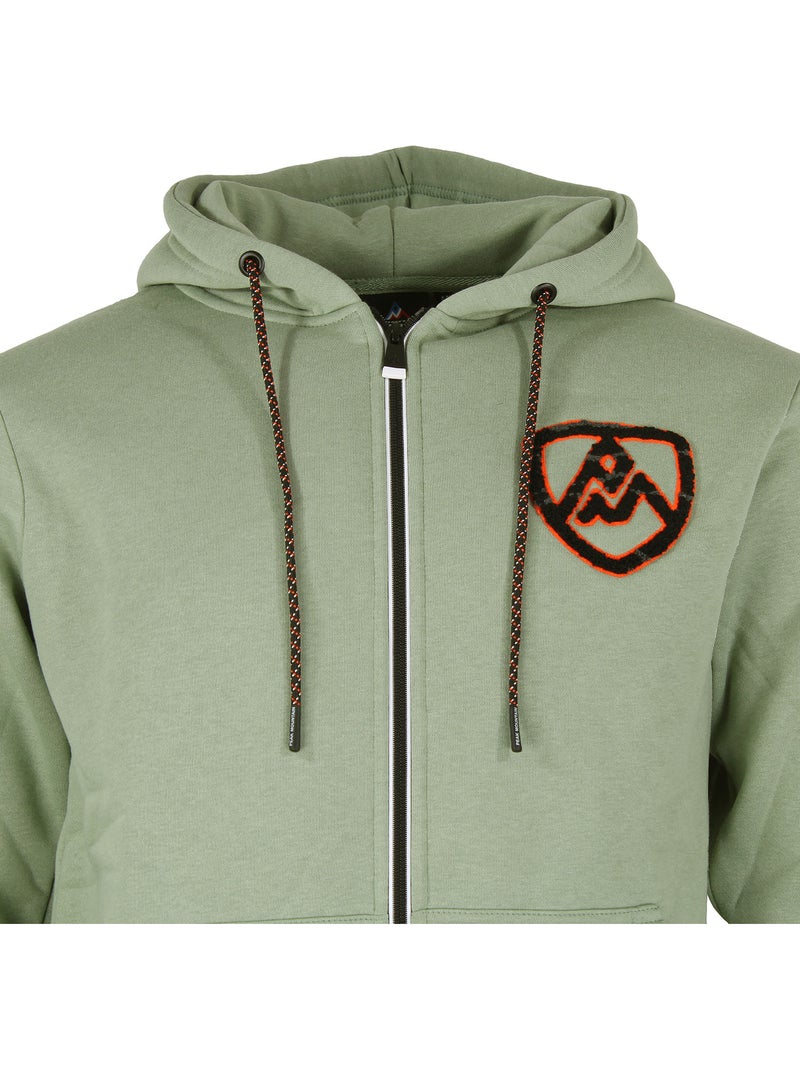 SWEAT MOLLETON ZIPPE A CAPUCHE CAWANE HOMME - PEAK MOUNTAIN Kaki - Kiabi