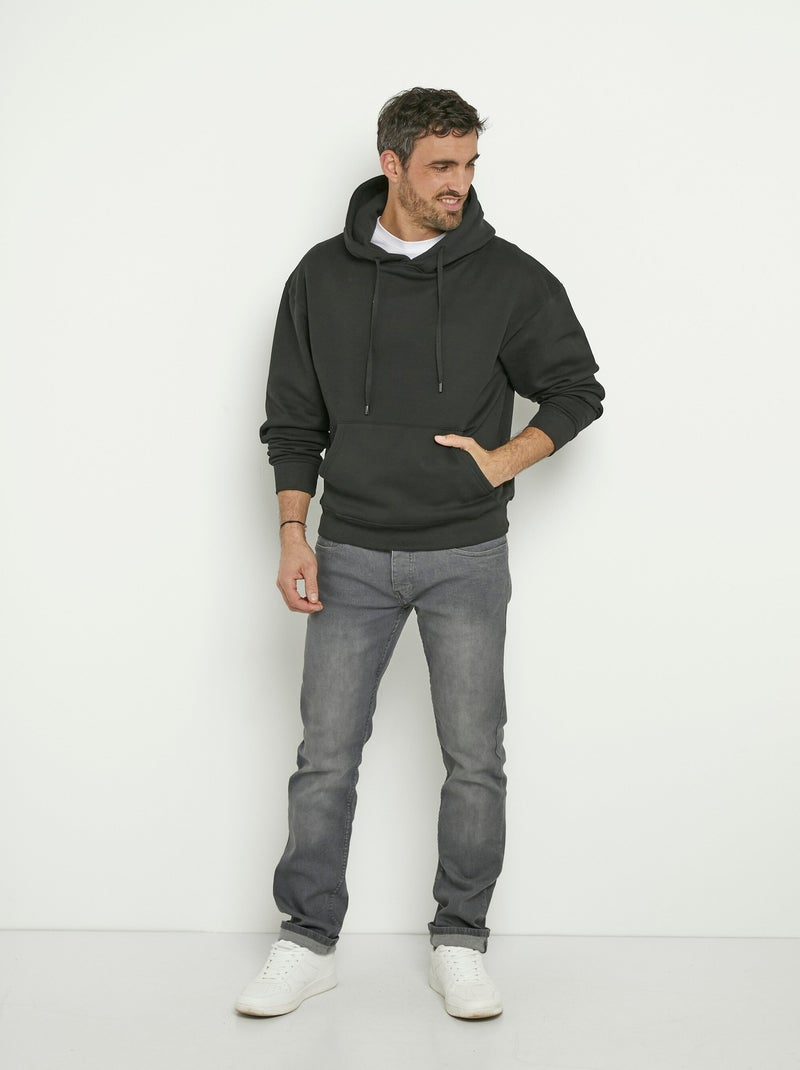 Sweat molletonné à capuche, poche ventrale Noir - Kiabi