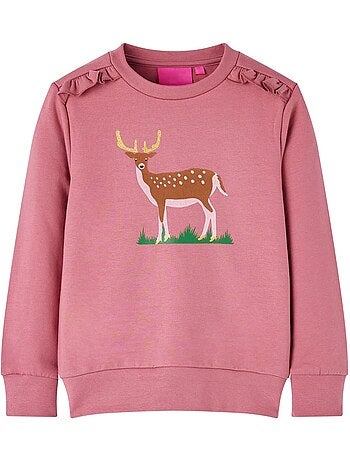 Sweat molletonné fille avec motif cerf - vidaxl