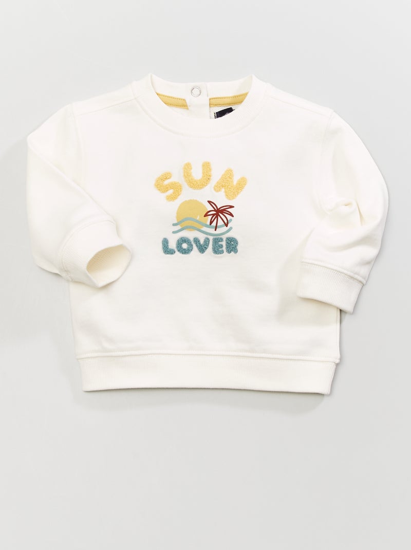 Sweat molletonné imprimé 'sun lover' BLANC - Kiabi