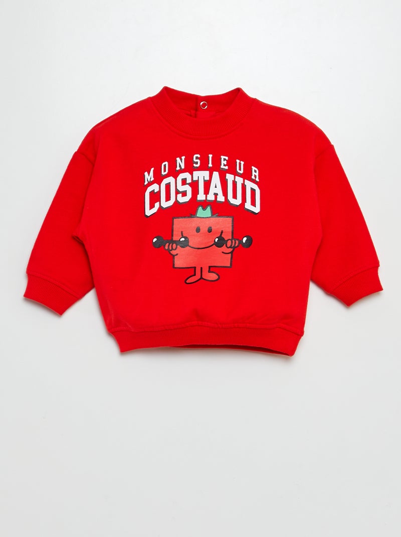 Sweat 'Monsieur Monsieur' 'Monsieur Costaud' Rouge - Kiabi