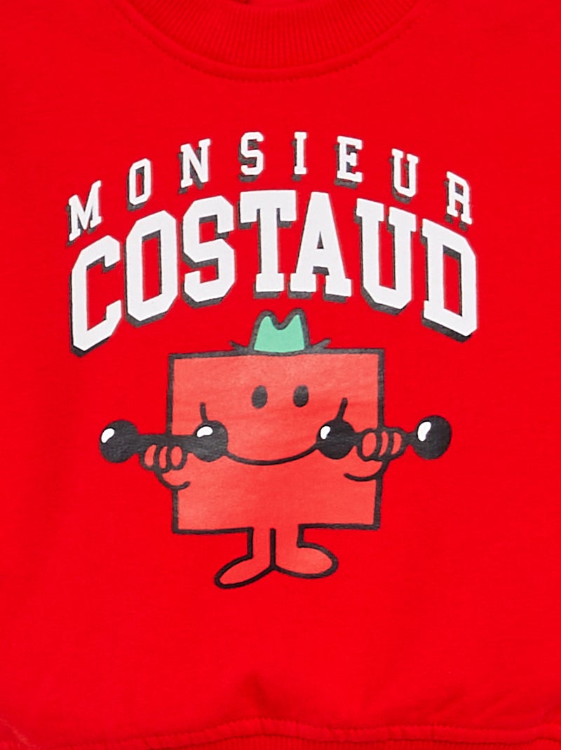 Sweat 'Monsieur Monsieur' 'Monsieur Costaud' Rouge - Kiabi