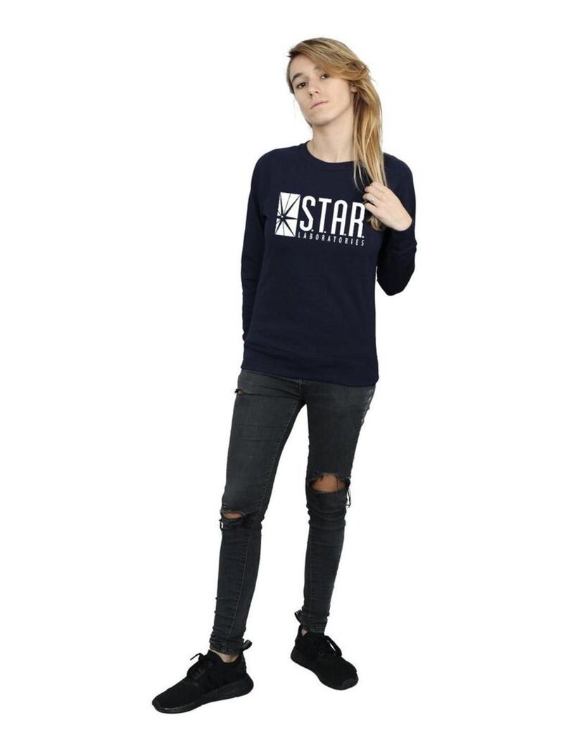 Sweat motif flash star labs - dc comics Bleu marine - Kiabi